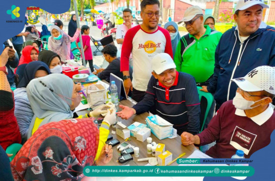 Usai Buka CFD, Pj. Bupati Kampar Skrining Penyakit Tidak Menular (PTM) Bangkinang Kota.
