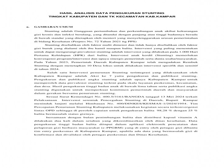 Pengukuran dan Publikasi Stunting