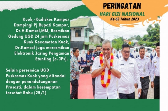 Kadiskes Dampingi Pj. Bupati Kampar Resmikan Gedung UGD 24 Jam Puskesmas Kuok